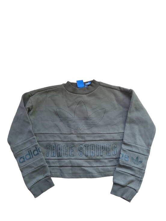 adidas Tops - adidas Originals 80's Moto Cropped Crewneck Sweatshirt In Olive Green, Size M
